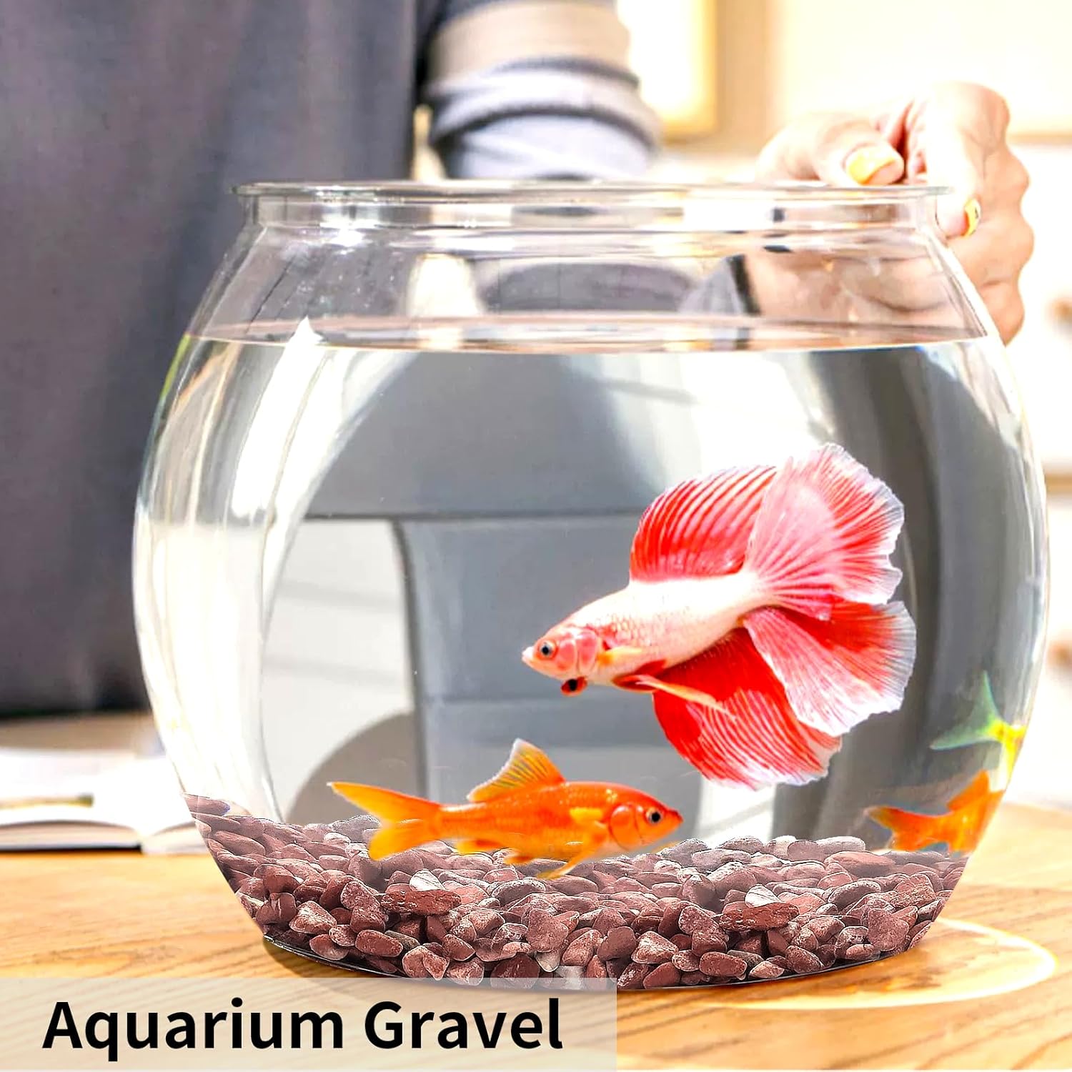 10 lbs Pebbles for Plants, 3/8 Inch Pea Gravel Stones Decorative Red River Rocks for Succulent, Cactus, Landscaping, Vases, Terrarium, Aquarium, Potted Top Dressing and Outdoor Garden