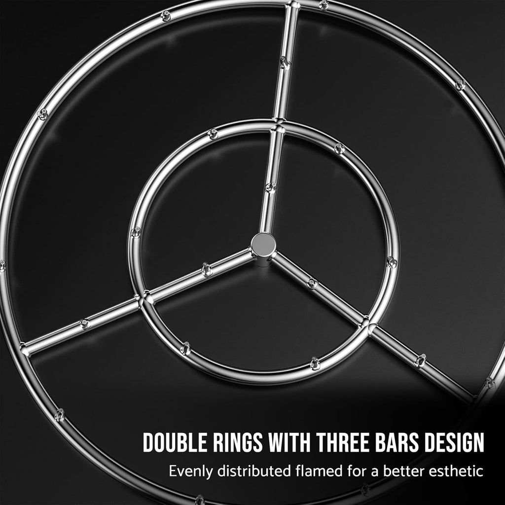 Skyflame 24-Inch Round Stainless Steel Fire Pit Jet Burner Ring, High Flame