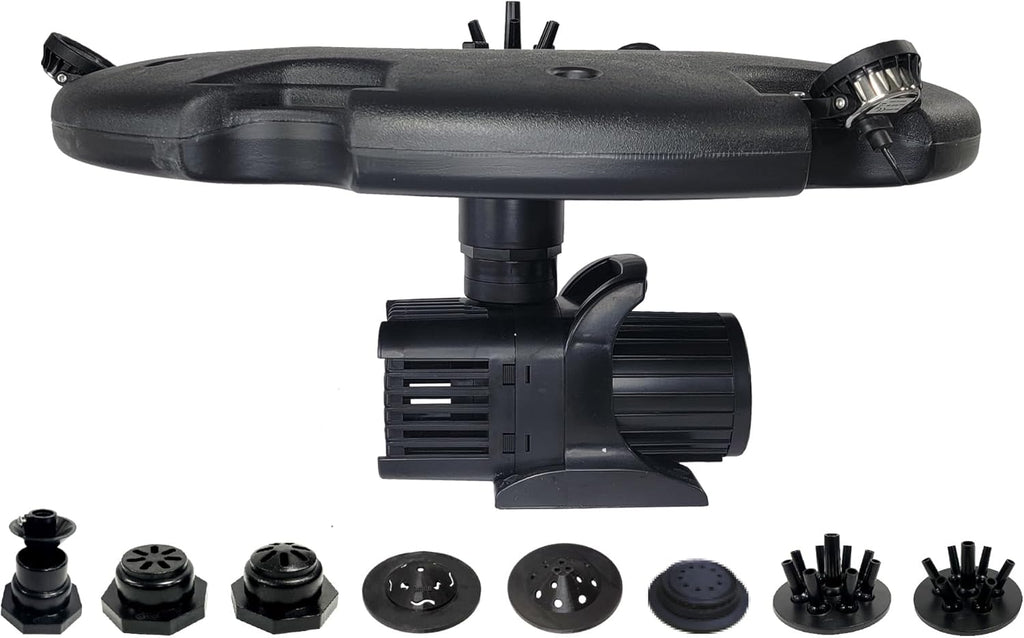 HALF OFF PONDS Floating Fountain – 1.2 HP Pond Aerator, 200' Cord – 10,000 GPH Water Pump – 11 Spray Patterns - Energy-Efficient – White LED Lights - for Large Ponds, Lakes & Water Gardens