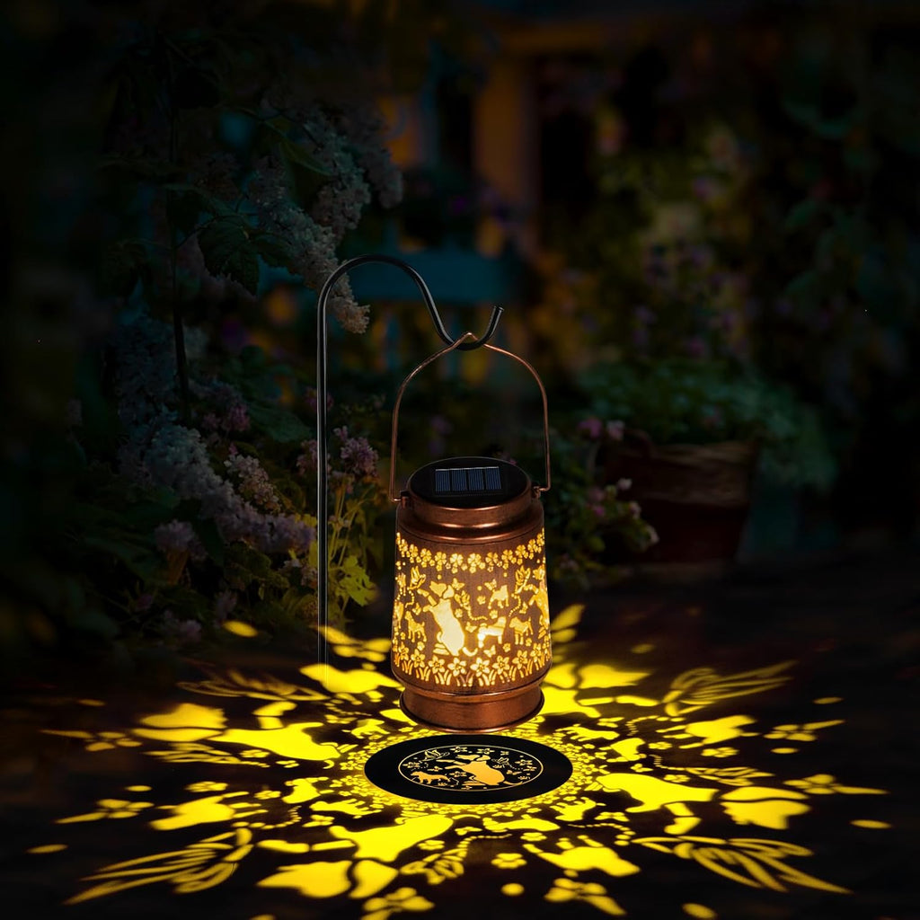 Solar Lanterns Outdoor Waterproof, Dog Garden Decor for Yard Porch Lawn Patio Pathway, Hanging Solar Lights Birthday Gifts for Women Mom Grandma Sister Friend