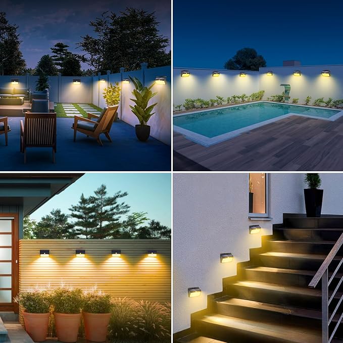 [138 LED/8 Packs] Solar Motion Sensor Lights Outdoor Waterproof with 3 Lighting Modes Solar Wall Lights Solar Security Powered Lights for Garden Fence Yard Deck Garage, Warm White