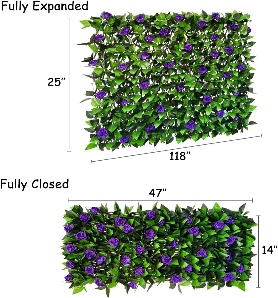 Expandable Fence Privacy Screen for Balcony Patio Outdoor,Decorative Faux Ivy Fencing Panel,Artificial Hedges