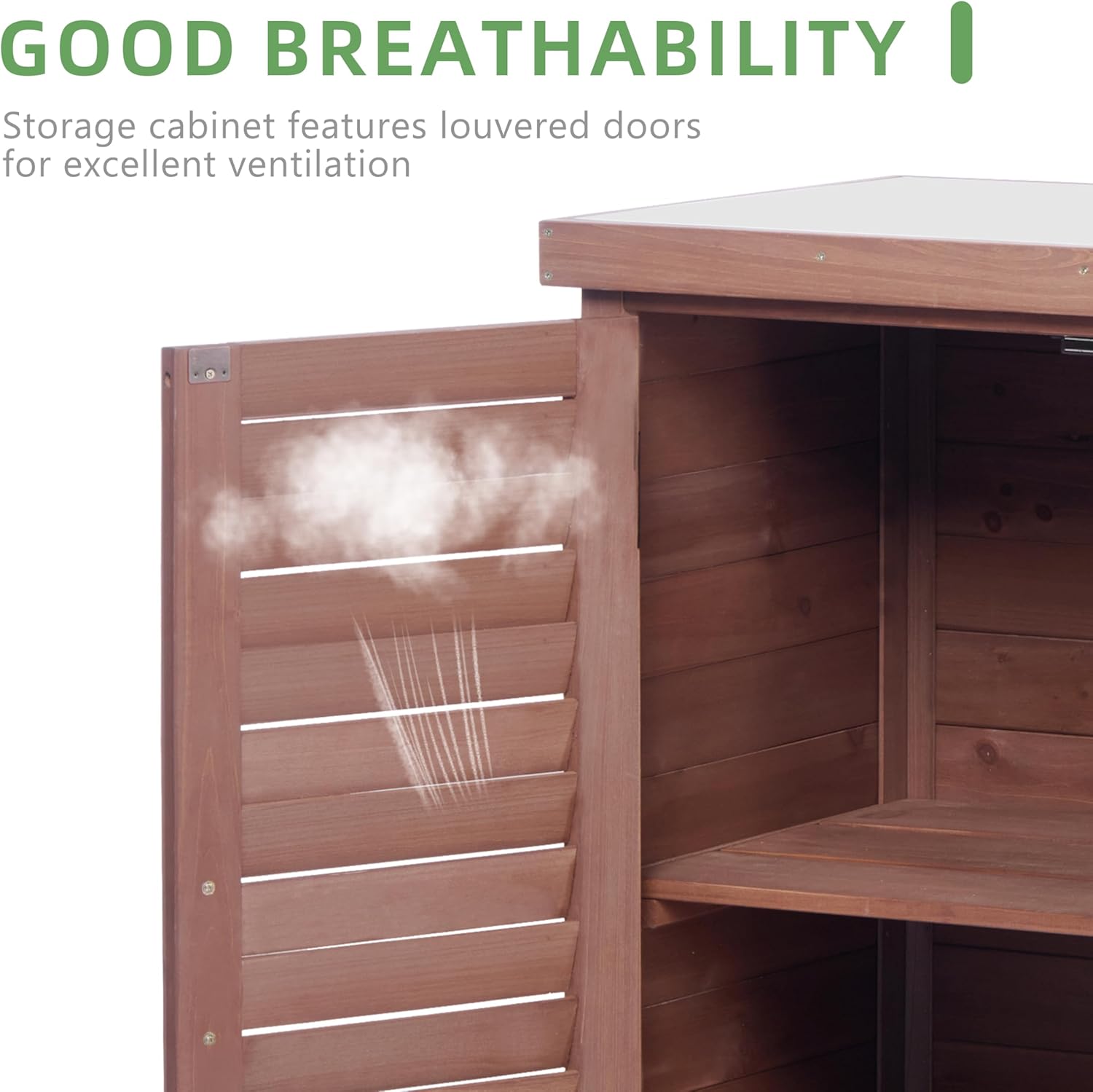 Potting Bench with Storage Cabinet and Metal Table Top for Outdoor Patio, Garden Furniture Wood Workstation