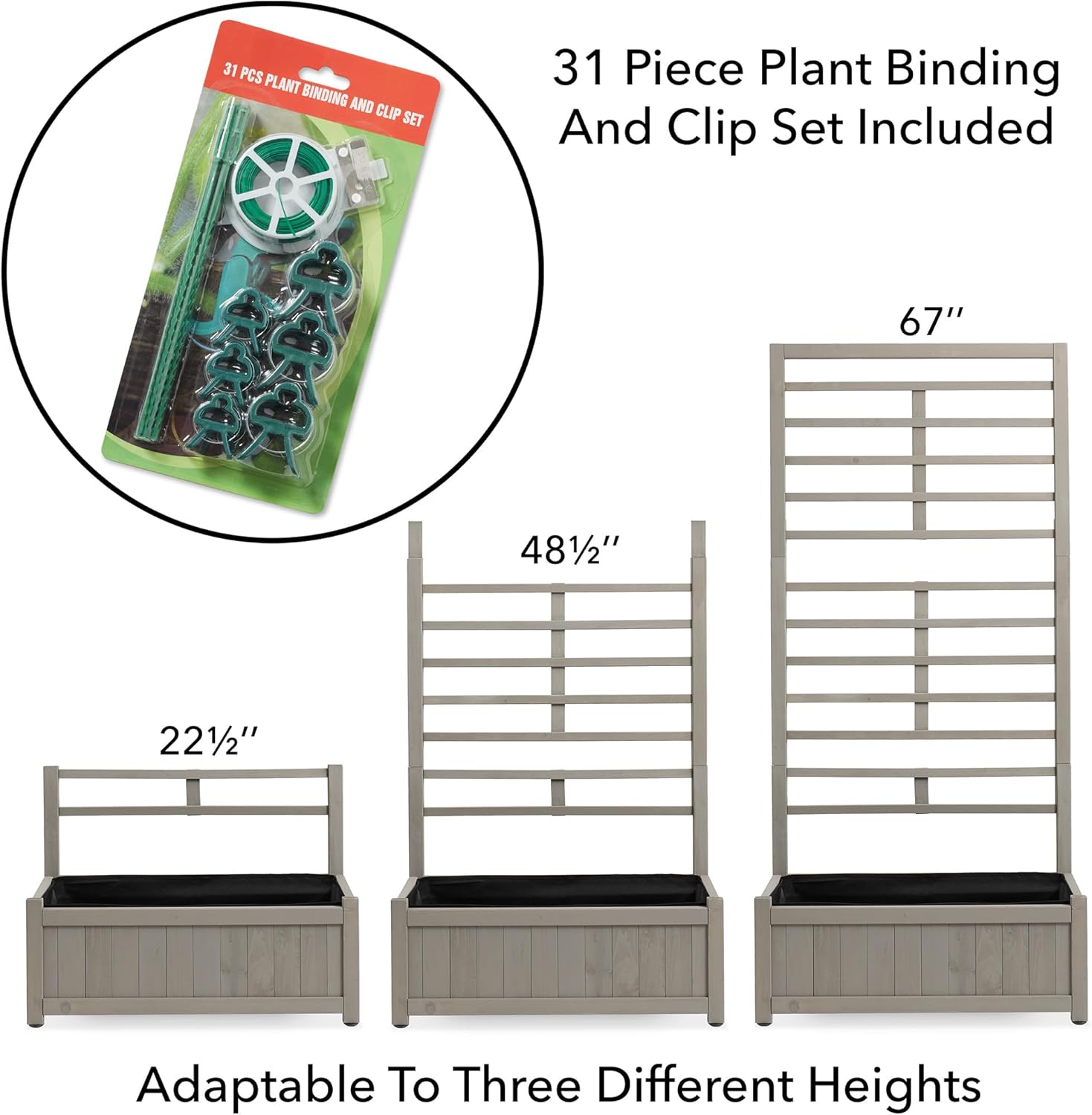 Casafield Set of Two Wooden Climbing Planter Boxes - Raised Garden Beds with Trellis Plant Stand for Outdoor