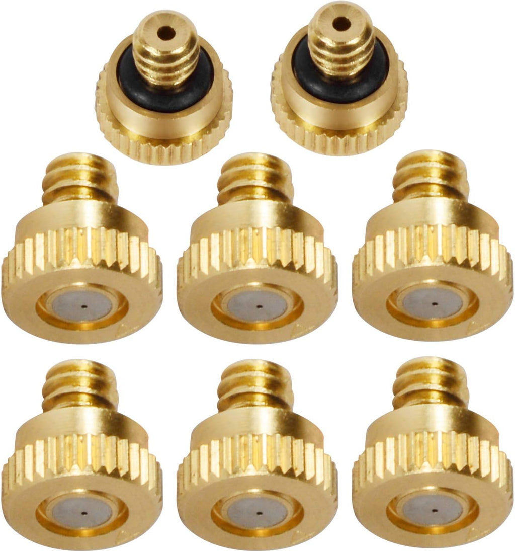 Brass Misting Nozzles 0.016" Orifice (0.4mm) 10/24 UNC, Water Mister Parts Fog Nozzles for Patio Misting System Outdoor Cooling System (20) Y-20PCS