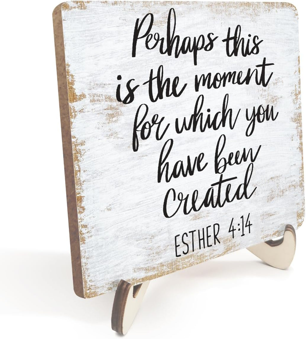 Motivational Wood Sign Rustic Desk Decor Home Farmhouse Office Decor Work Table Desk Accessories Decorative Christian Religious Bible Verse Faith Decorations Office Supplies Bedroom Cubicle Decor