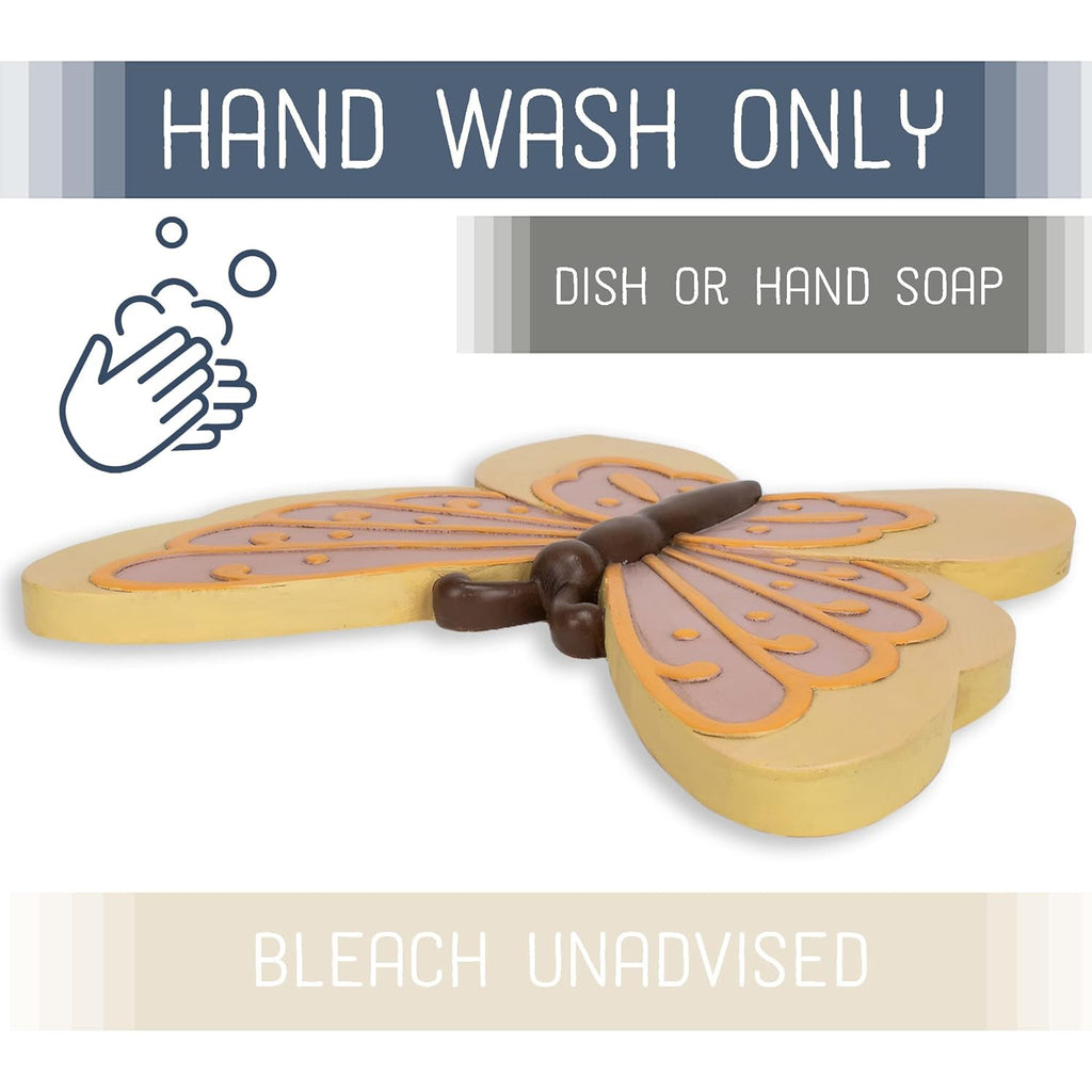 NAT & Jules Animal Character Shaped Dimensional Indoor Outdoor 11 inch Cast Resin Decorative Garden Stepping Stone, Patio, Walkway Sculpture Yard Art, Yellow Butterfly