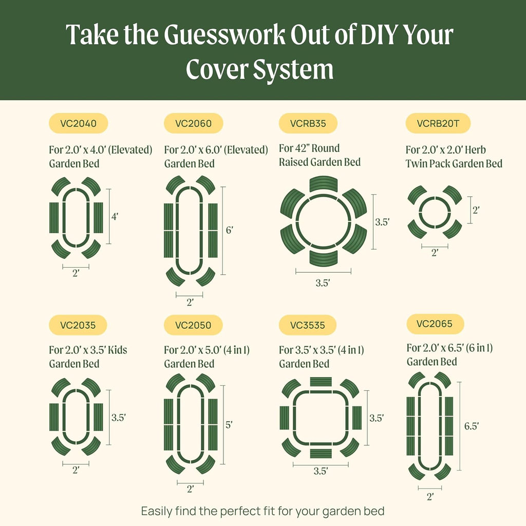 Vego garden Cover System for 2.0' x 5.0' (4 in 1) Garden Bed
