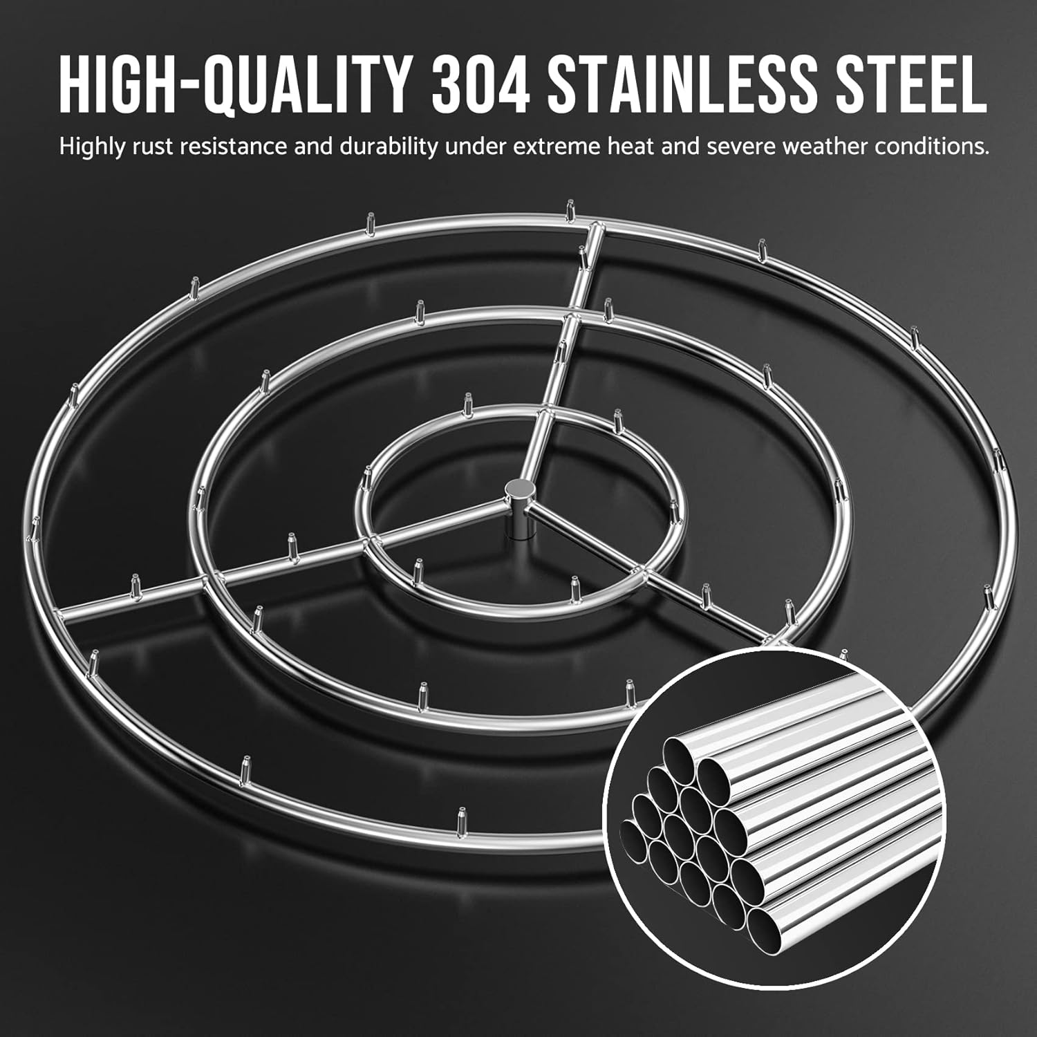 Skyflame 36-Inch Round Stainless Steel Fire Pit Jet Burner Ring - High Flame…