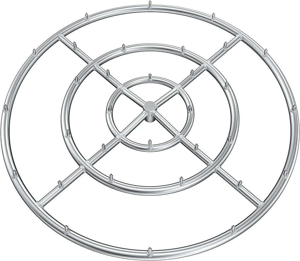 Stanbroil 30" High Flame Round Jet Burner Ring for Natural or Propane Gas Fire Pit, 304 Series Stainless Steel, Triple Ring