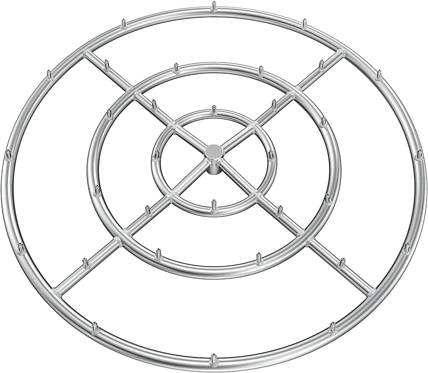 Stanbroil 30" High Flame Round Jet Burner Ring for Natural or Propane Gas Fire Pit, 304 Series Stainless Steel, Triple Ring