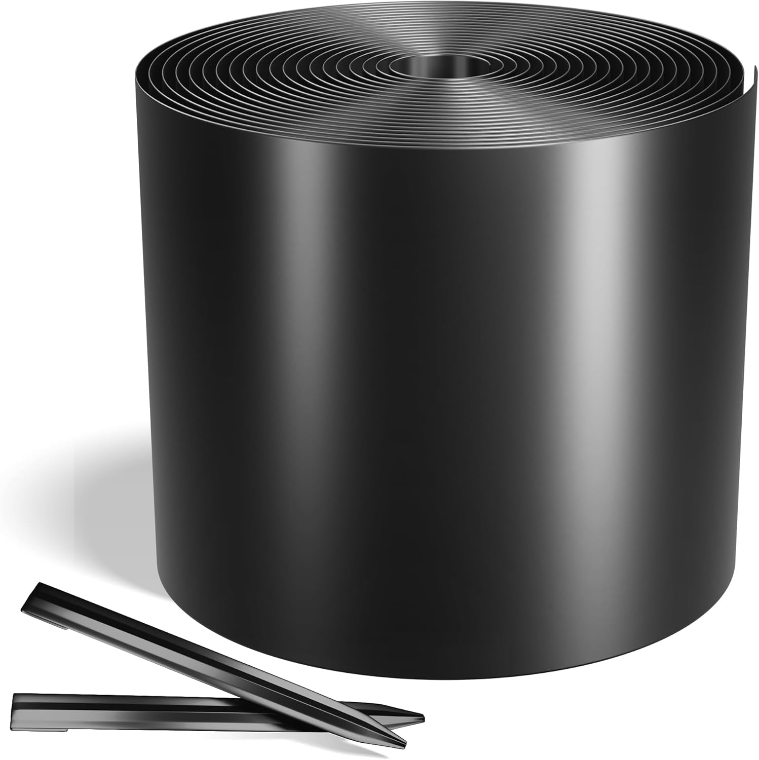 Worth Galvanized Steel Landscape Edging 10" x50' Metal Garden Edging Roll Flexible Bender Border with 16Pcs Stakes for Lawn, Flower Bed Edges, Black