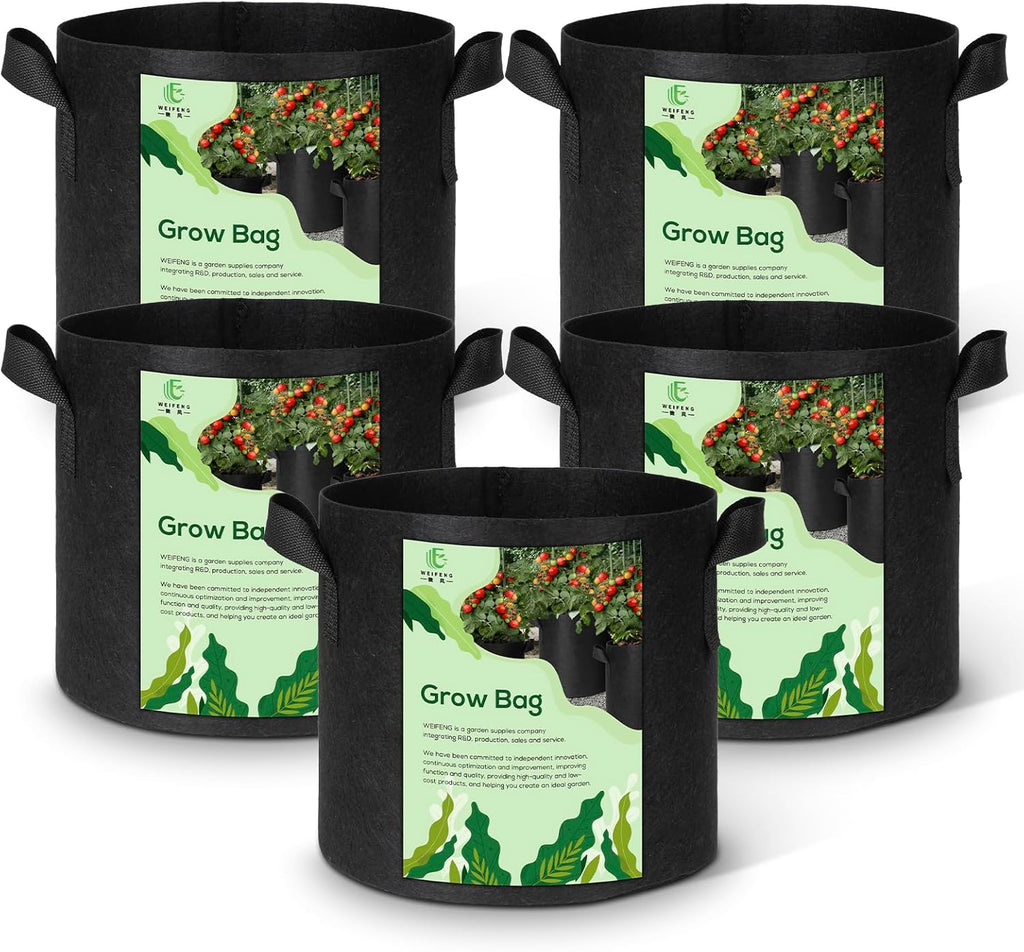 10 Gallon Grow Bags Planters for Outdoor Plants 5-Pack Plant Bags with Handles