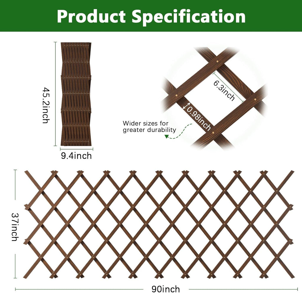 4 PCS Expandable Garden Trellis, 37" x 90" Trellis for Climbing Plants Outdoor, Wooden Lattice Fence Wall Panel Lattice Panels for Outside, for Climbing Plants Vine Ivy Rose Cucumbers Clematis