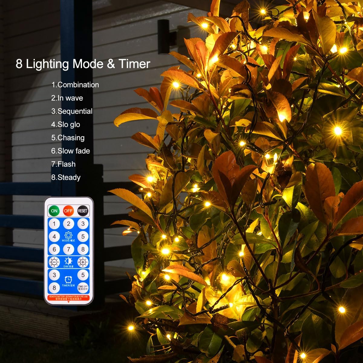 Solar String Lights for Outside High Bright Outdoor Waterproof Solar Powered String Lights with Remote for Tree Garden Backyard Patio Porch (Warm White, 100FT 300 LED)