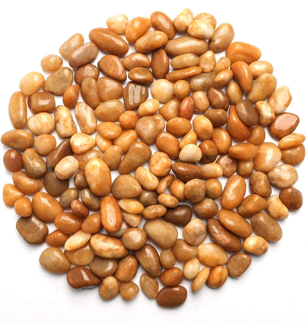 1 Pack 5 Lbs Random Color River Rocks for Plants,0.8-1.5 Inch Decorative Ornamental Pebbels, High Polished Stones for Garden Landscaping, Smooth Gravel Filler, Succulents, Fish Tank, Yellow/White