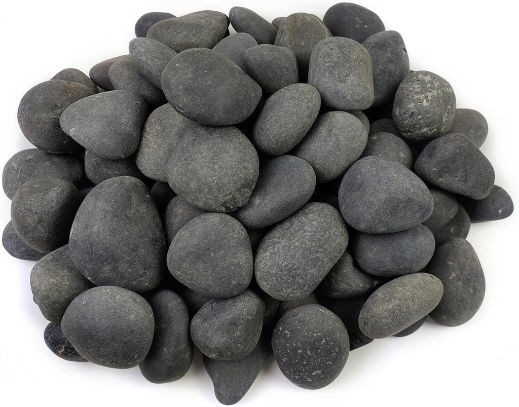 10 Pounds Black River Rocks, 3-4 Inch Black Stones Pebbles for Plants, Landscaping, Garden, Aquarium, Backyard and Indoor Water Fountains