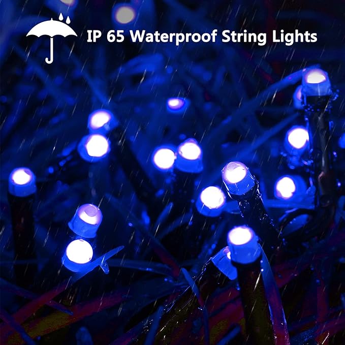 114ft Christmas String Lights Outdoor, 300 LED Christmas Lights Connectable with Timer, 8 Modes Christmas Tree Lights Fairy Twinkle Lights for Garden, Wedding, Indoor Outdoor Xmas Decorations(Blue)