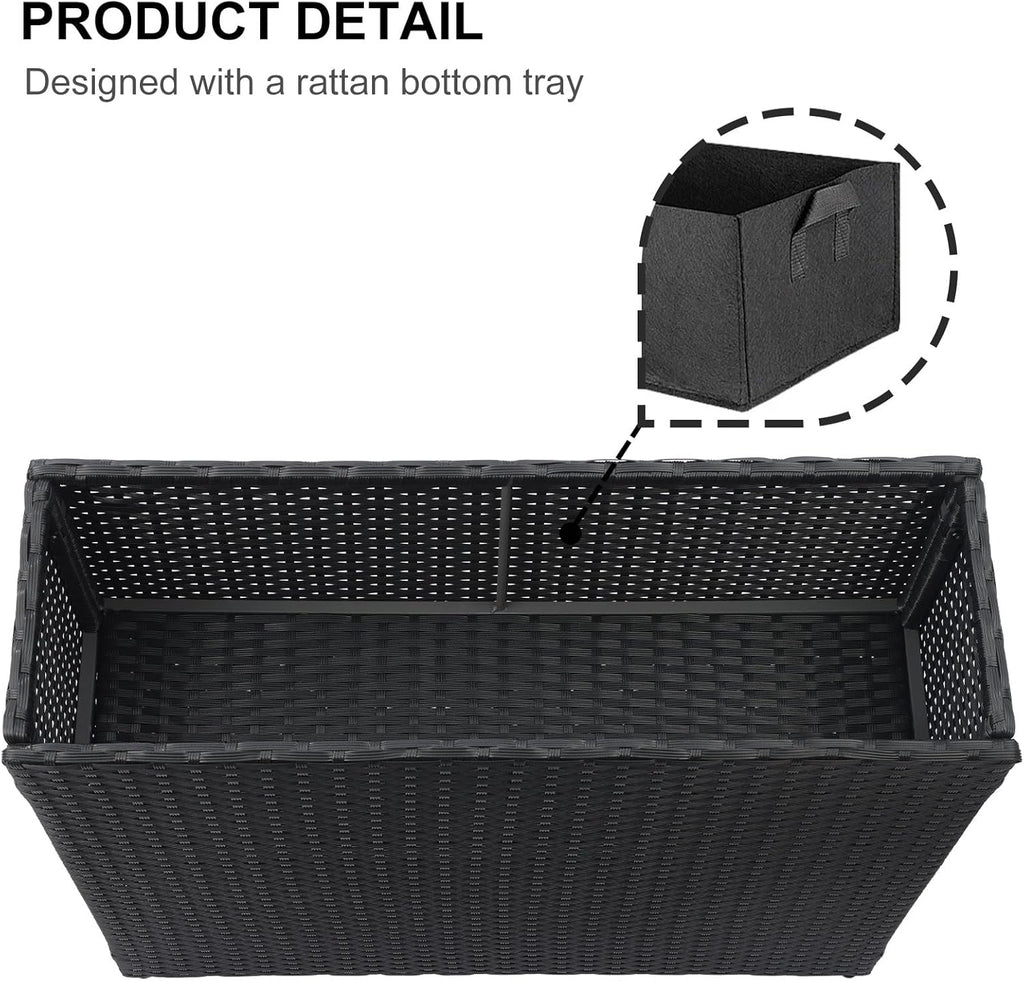 SUNNYPARK Tall Rectangular Planter with Removable Liner, All-Weather PE Rattan Large Modern Planters Indoor Outdoor Flower Plant Pots Garden Box Patio Yard Front Porch Deck
