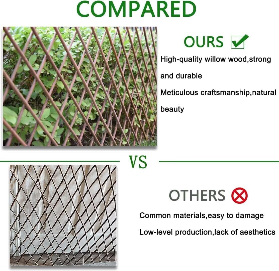 GLANT Lattice Fence Expandable Plant Climbing Trellis, Open Screen Willow Fencing