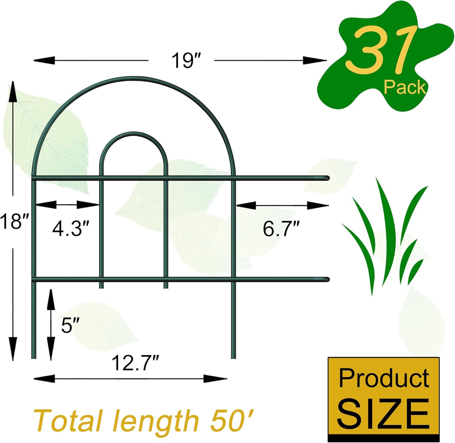 Decorative Garden Folding Border Fence, Metal Wire Edging Flower Fence Panel 18in X50ft Outdoor Patio Landscape