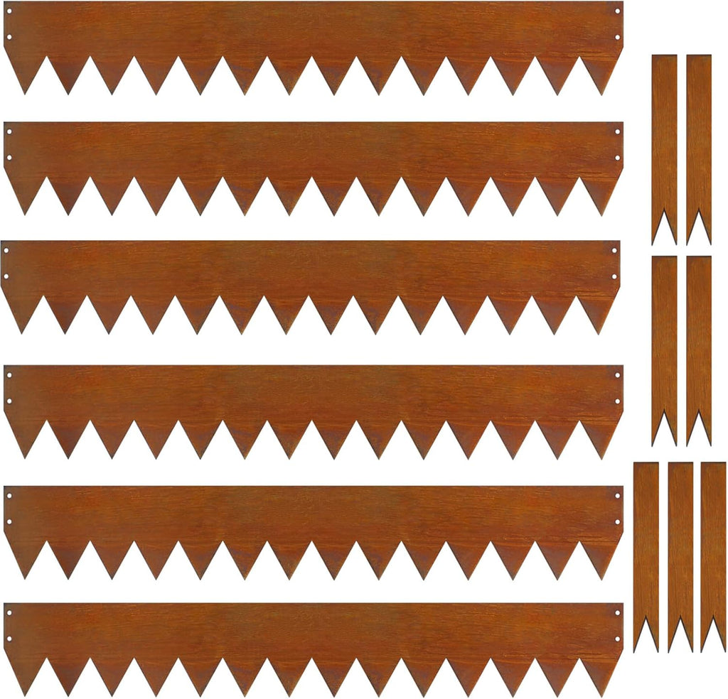 40" L X 6" H Corten Steel Landscape Edging,6 Pack Landscape Edging with 7 Clips and Gloves,Garden Edging Border for Lawn, Flower Bed, Yard (Rust-Colored)