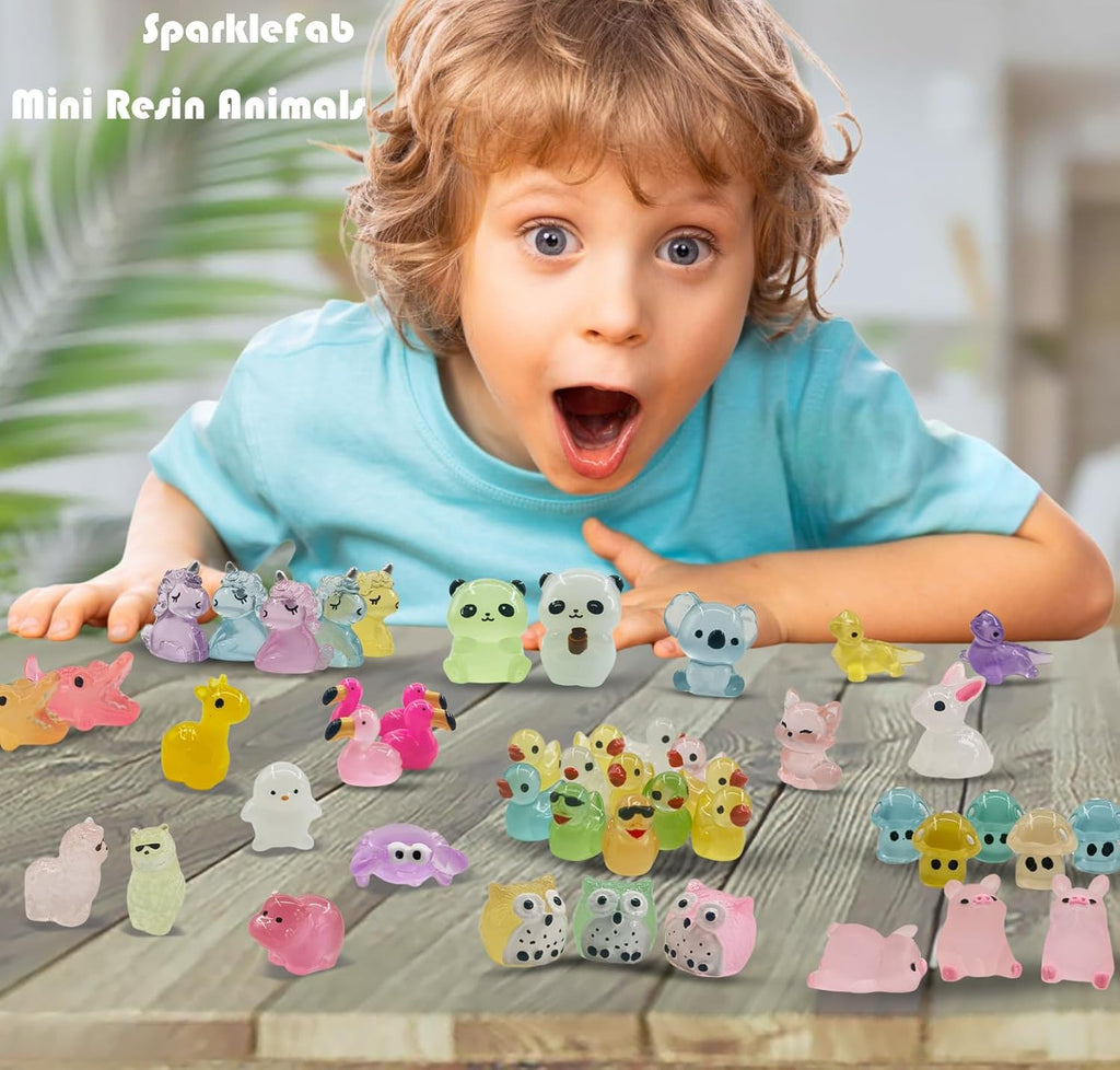 120 Pcs Luminous Mini Resin Animals Tiny Resin Figurines Glow in The Dark Tiny Ducks for Fairy Garden, Miniature Accessories, Crafts, and Decor