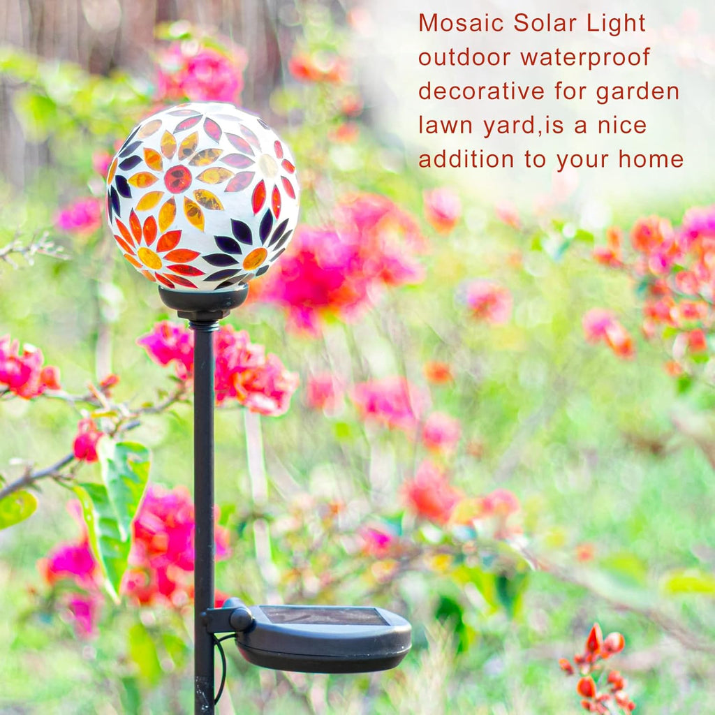 VCUTEKA Solar Garden Lights, Mosaic Solar Lights Outdoor Decor Pathway Light Waterpoof LED Stake Light for Landscape Lawn Patio Yard Decoration 1 Pack