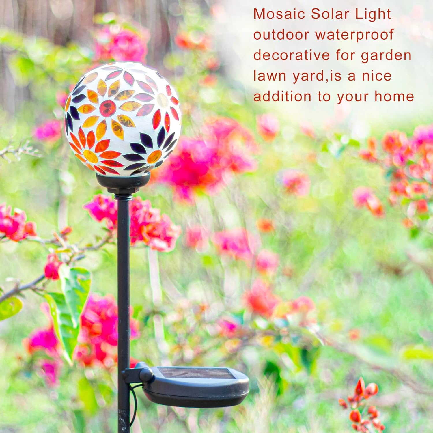 VCUTEKA Solar Garden Lights, Mosaic Solar Lights Outdoor Decor Pathway Light Waterpoof LED Stake Light for Landscape Lawn Patio Yard Decoration 1 Pack