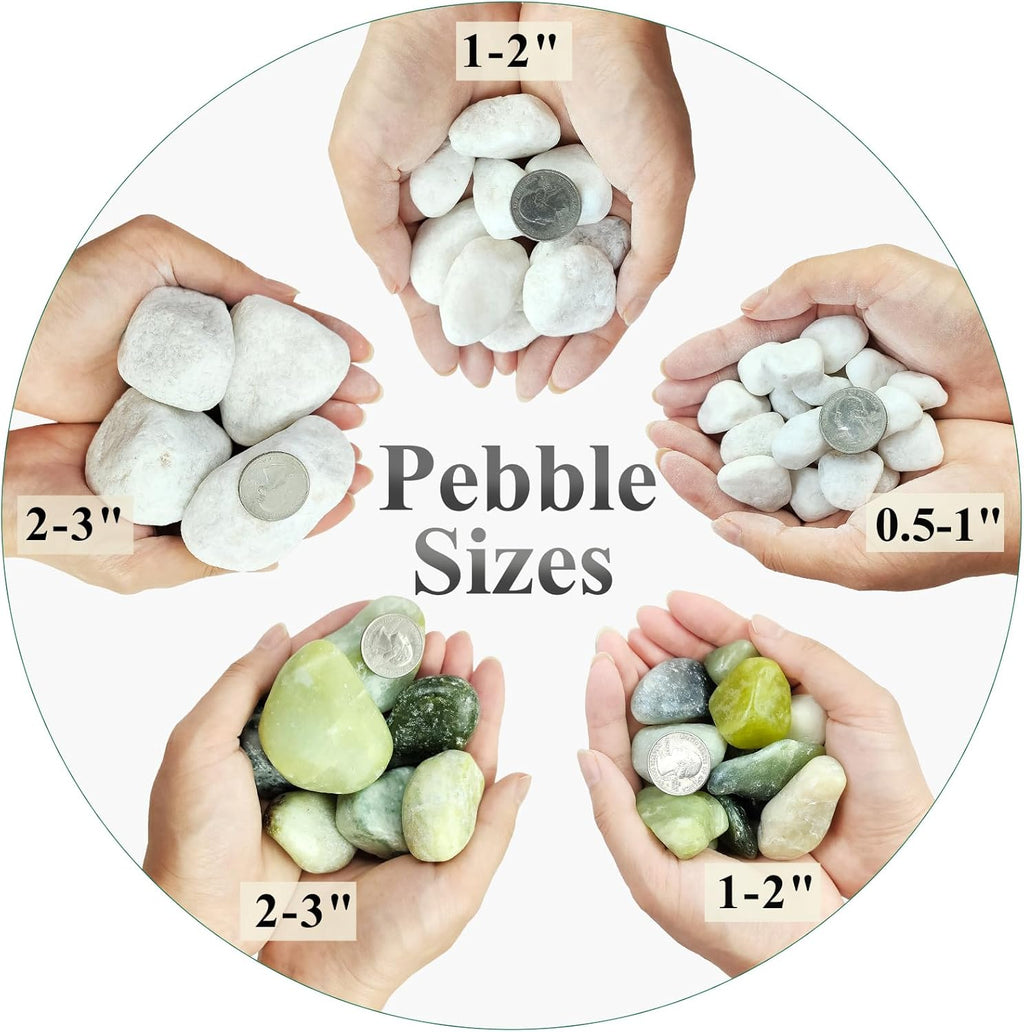 10 lbs White Gravel for Landscaping, 1-2 Inch Pebbles for Indoor Plants, Decorative River Rocks for Succulent, Vases, Aquariums, Crafting and Garden