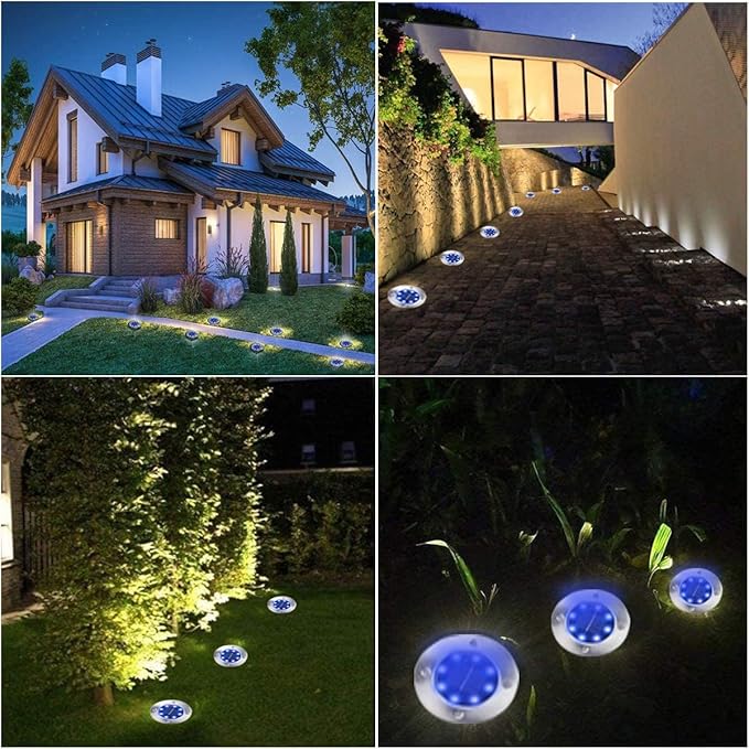 Solar Ground Lights - Upgraded Outdoor Garden Waterproof Bright In-Ground Lights for Pathway, Yard, Deck, Lawn, Patio, Walkway (16 Pack Blue Color)