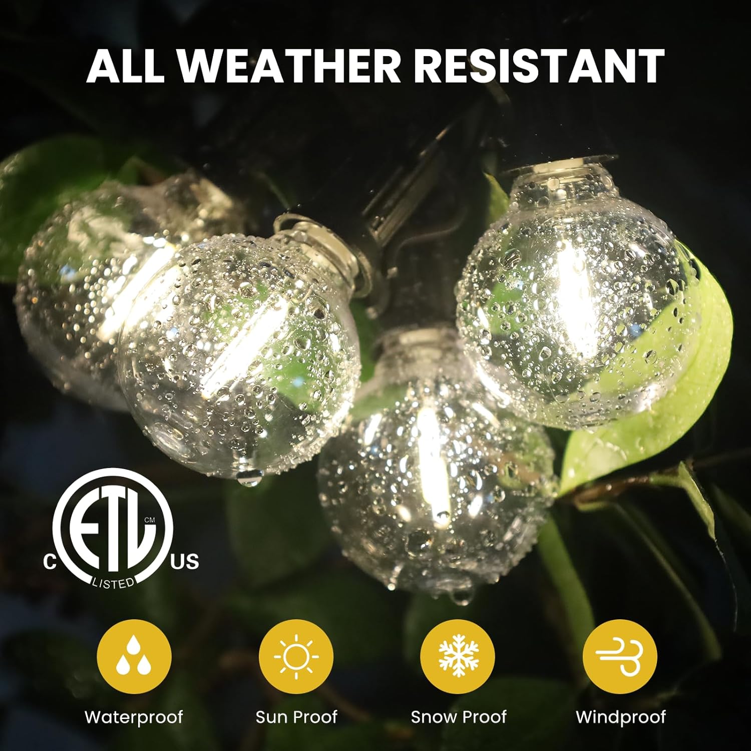 100FT Solar String Lights Outdoor Waterproof with Remote, G40 Solar Powered String Lights with 30+2 LED Shatterproof Bulbs, Dimmable Solar Patio Hanging Lights for Outside Backyard Party