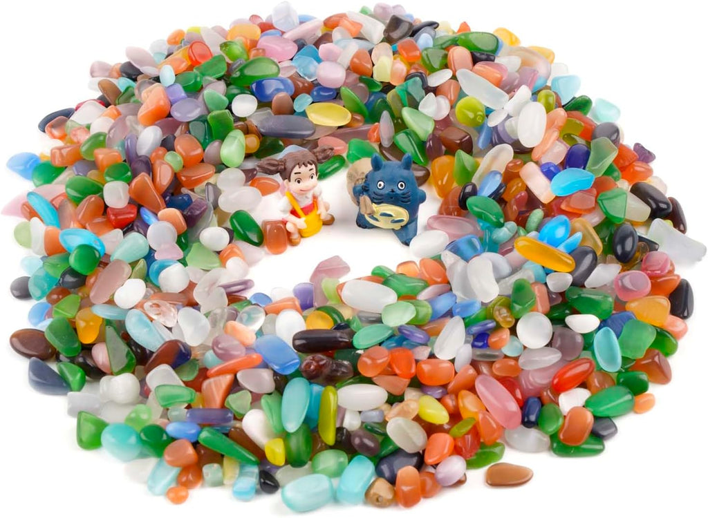 WAYBER Colorful Opal Pebbles, 2 Lbs/920g Decorative Crystal Stones Rocks Sea Glass Gravel Sand for Aquarium/Turtle Tank/Succulent Plants/Flowerpot/Vase Decoration