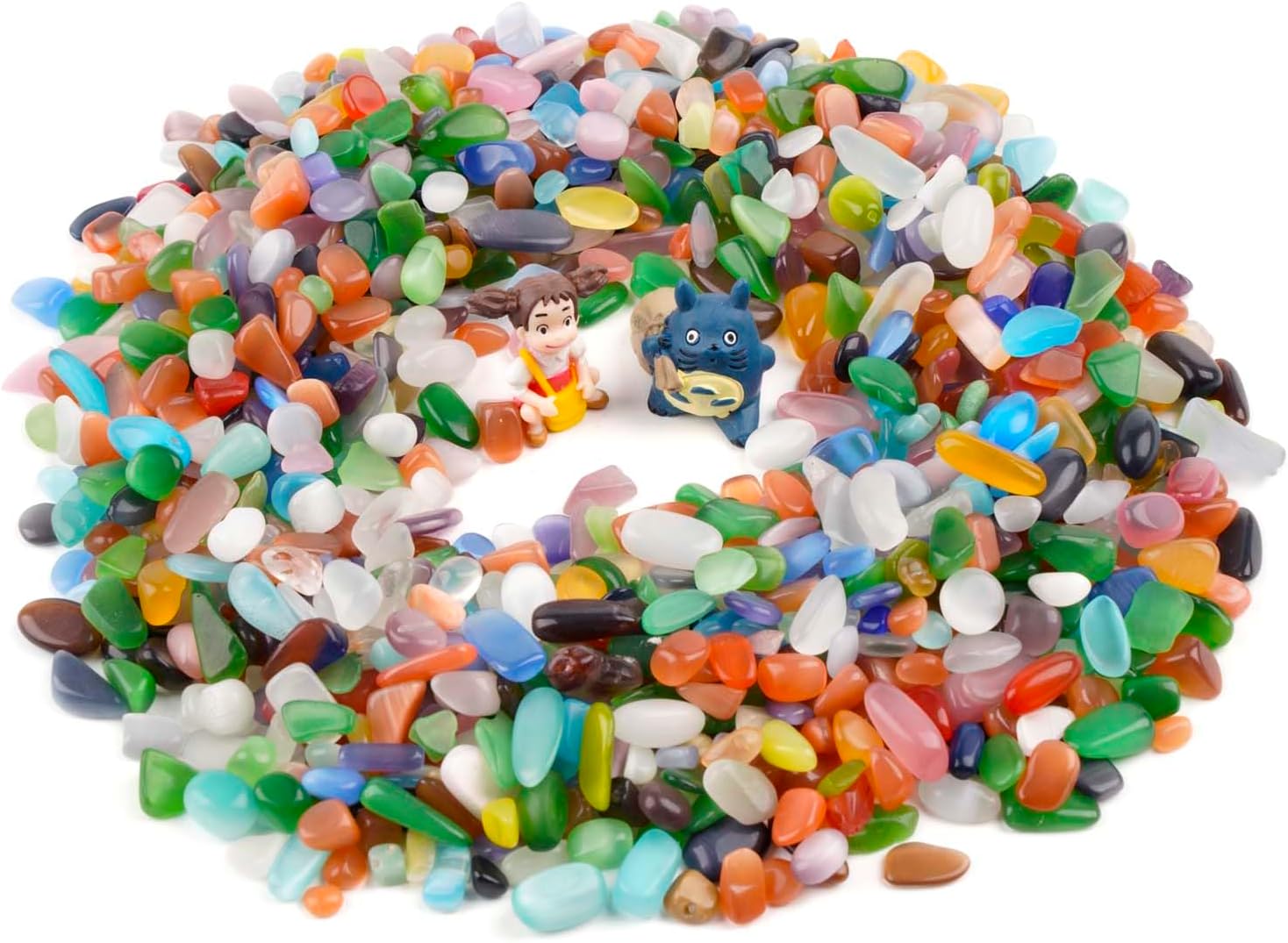 WAYBER Colorful Opal Pebbles, 2 Lbs/920g Decorative Crystal Stones Rocks Sea Glass Gravel Sand for Aquarium/Turtle Tank/Succulent Plants/Flowerpot/Vase Decoration