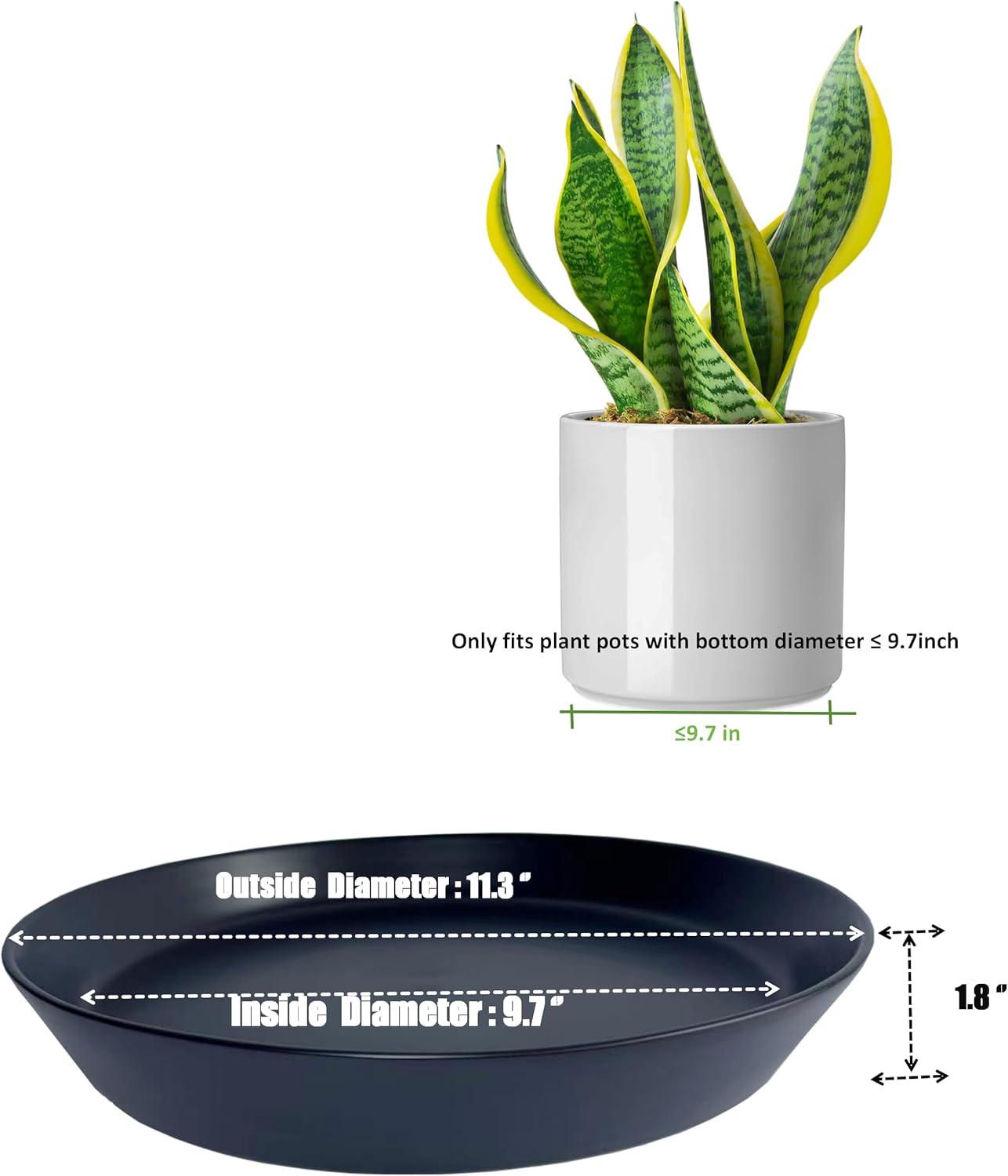 Ceramic Plant Saucers, 10 Inch (11 Inch) Plant Trays, Durable Round Glazed Ceramic Flower Plant Water Drip Tray for Pots Planter, Heavy Duty Plant Dish Plant Plate to Catch Water for Indoor & Outdoor