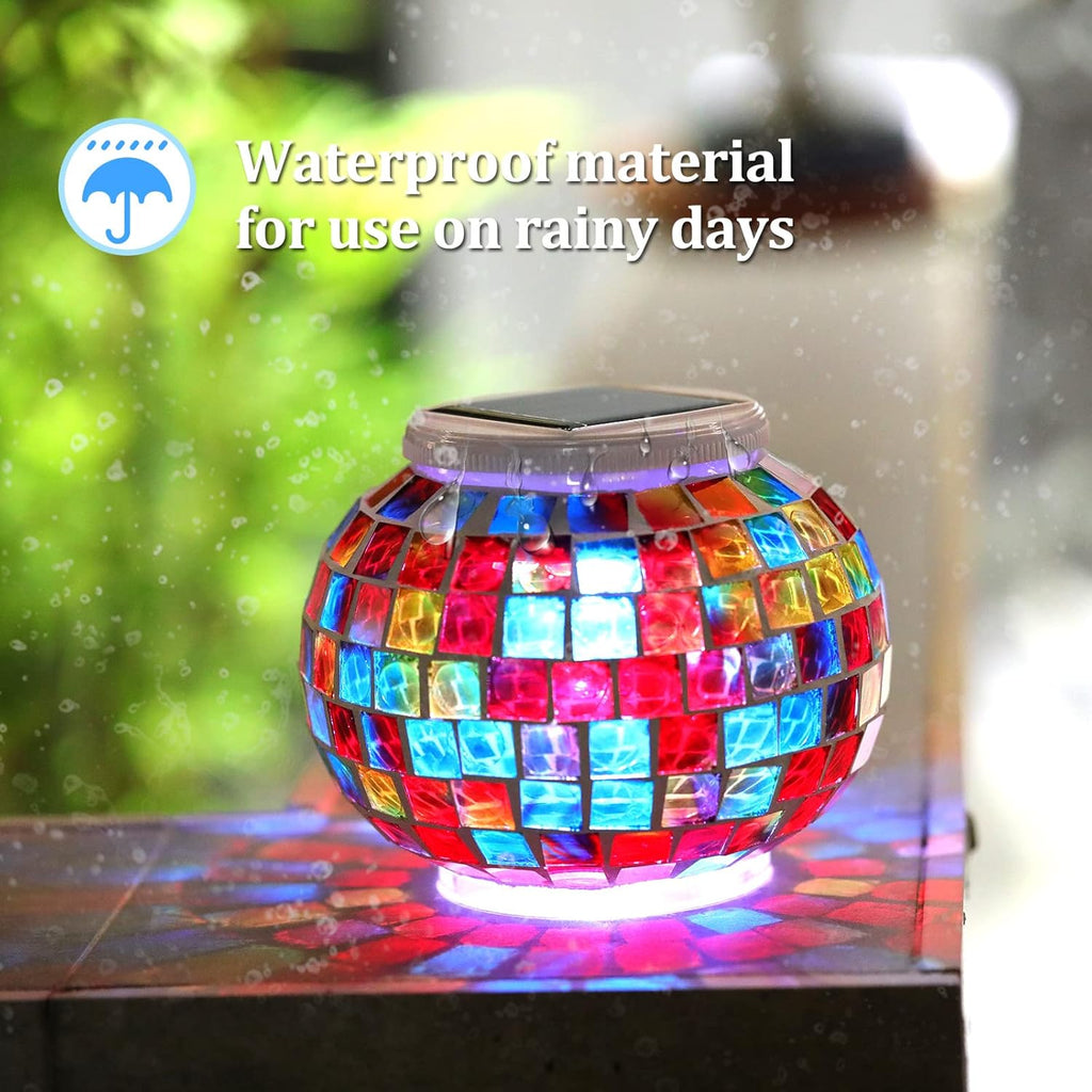 Color Changing Mosaic Solar Light Led Garden Lights，echargeable Solar Table Lights Outdoor Waterproof Solar Night Lights for Garden, Patio, Party，Outdoor/Indoor Decorations, Ideal Gift