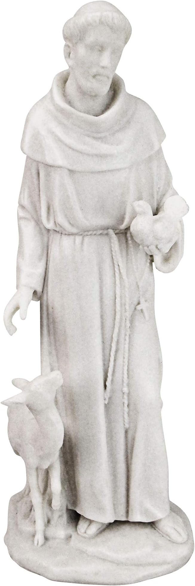 Design Toscano Francis of Assisi, Patron of Animals Religious Statue Figurine, 11 inches tall, Cast Marble Resin, White Finish