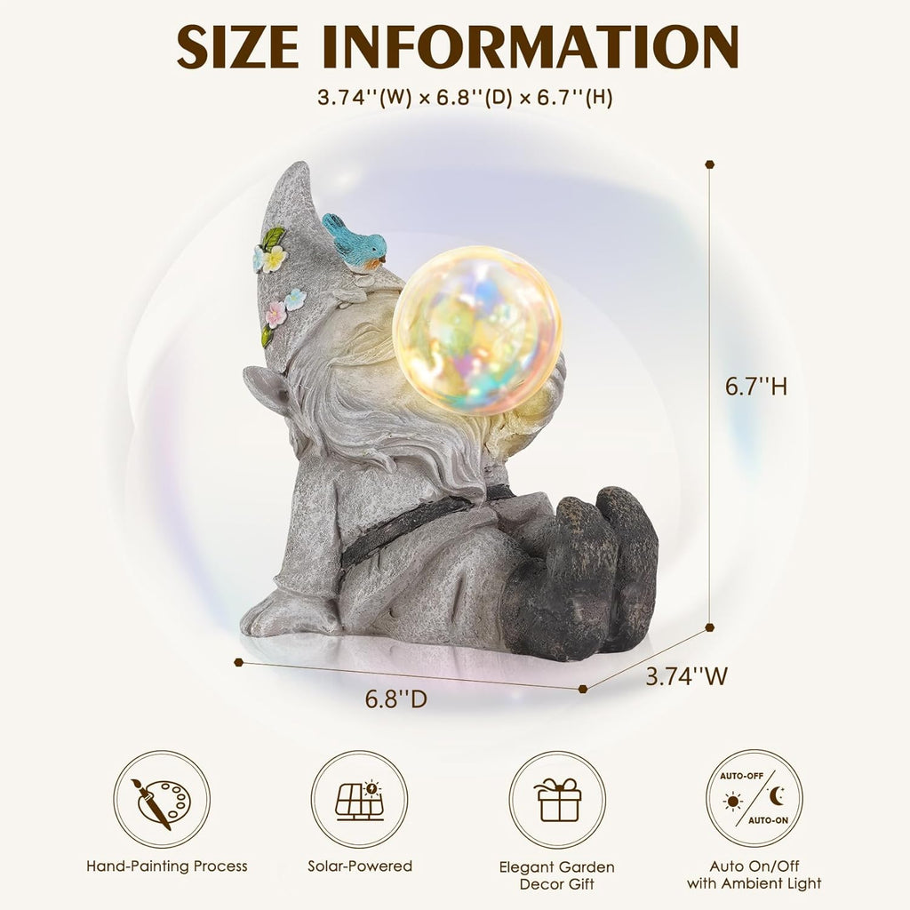 MININOVA Gnomes Garden Statues Outdoor Decor with Solar Lights Waterproof Cute Ornament for Outside Patio Lawn Housewarming Gifts