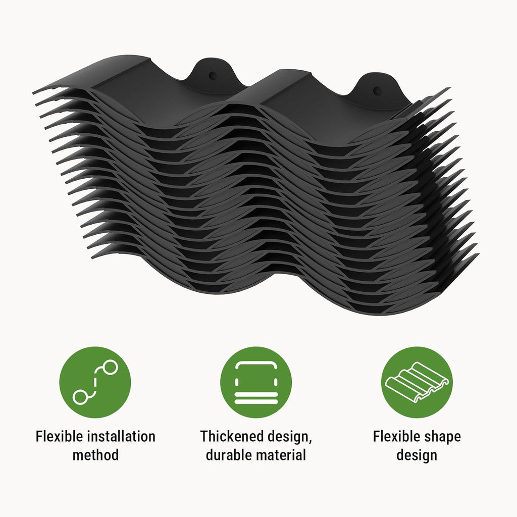 Mars Villa Landscape Edging 20FT, Interlocking Landscape Edging 5.9in No Dig Garden Edging Border for Landscaping, Flexible Flower Bed Lawn Edging for Outdoor Pathway, with Stakes,(Black,16PCS)