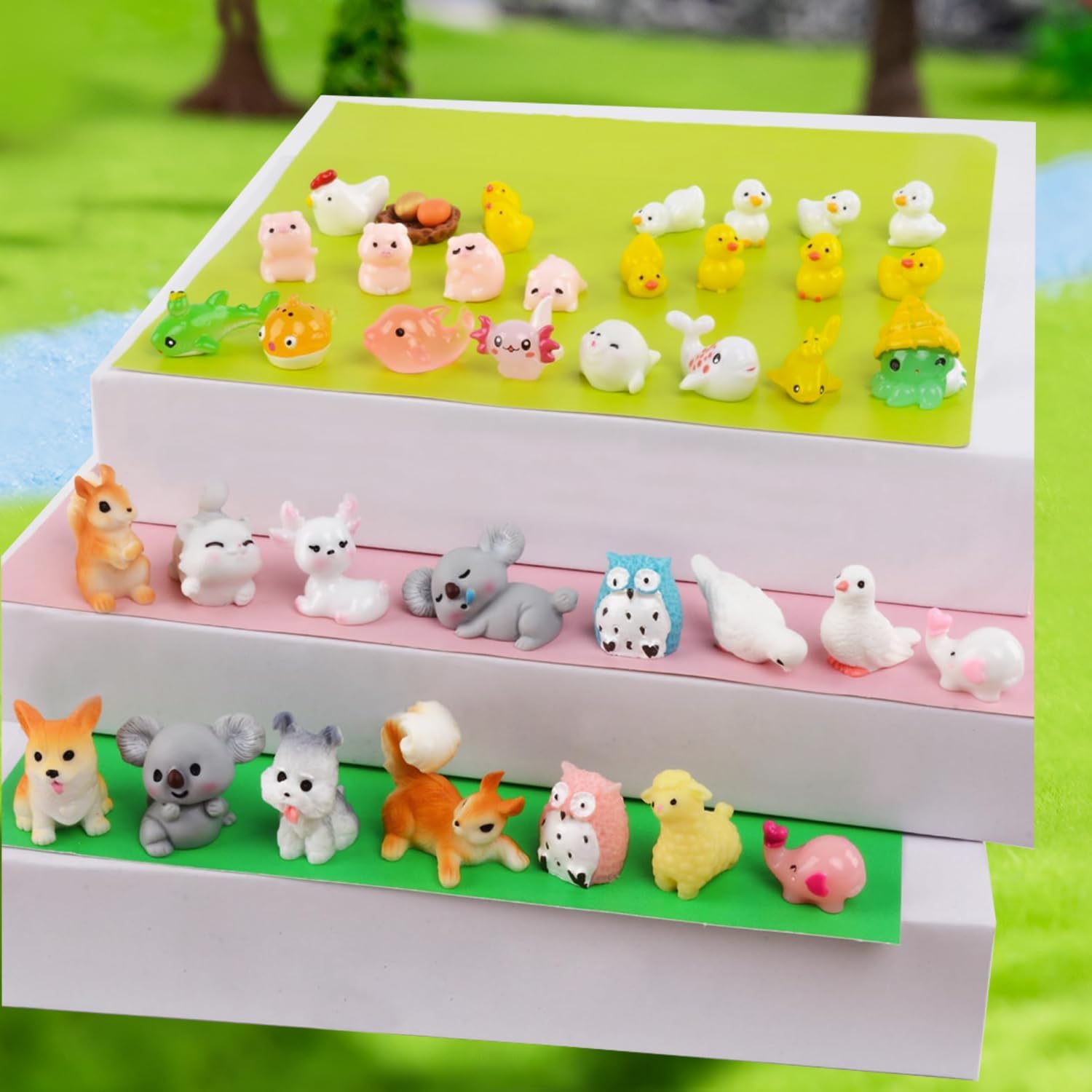 150 Pcs Mini Resin Animals - Tiny Resin Animal Miniature Animals Figurines Small Little Animal Figures Bulk for Fairy Garden Micro Landscape Dollhouse Accessories