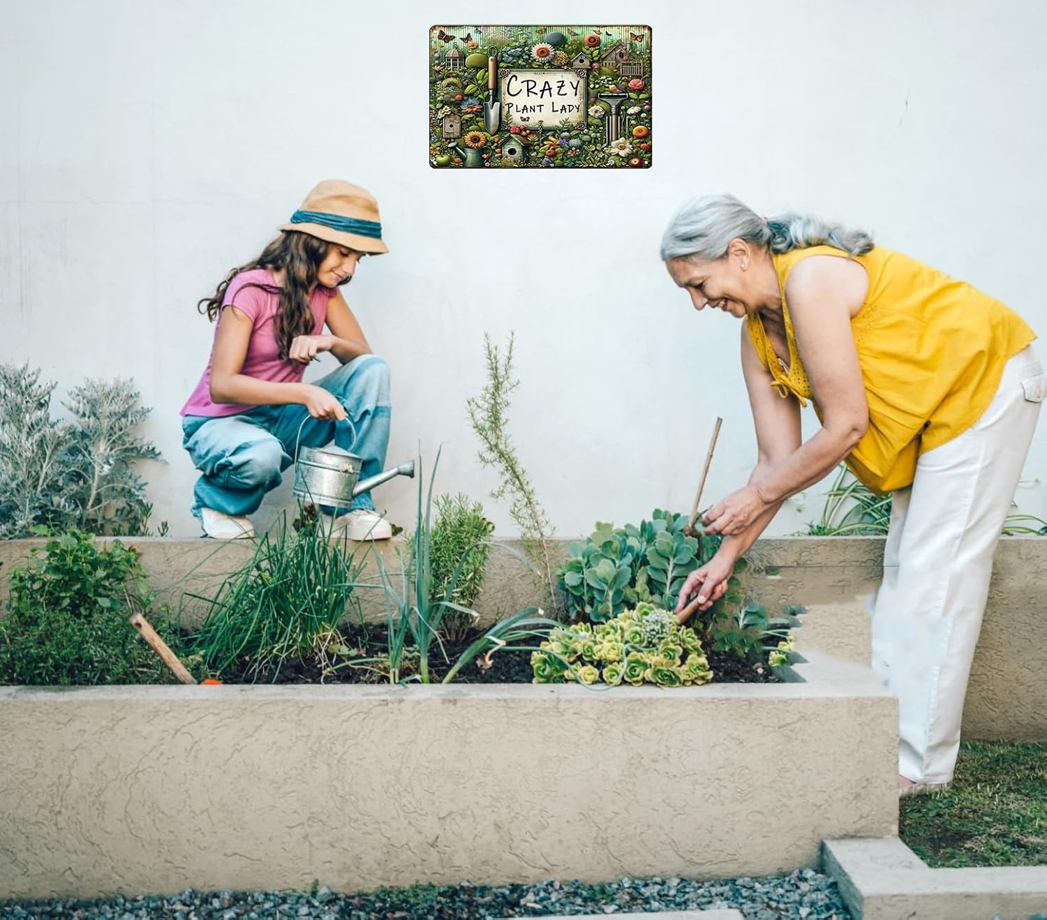 Bestylez Garden Gifts Vintage Gardening Signs Crazy Plant Lady Tin Sign for Home Garden Greenhouse Living Room Bedroom Yard Outdoor Decor 8X12 Inch (3359)