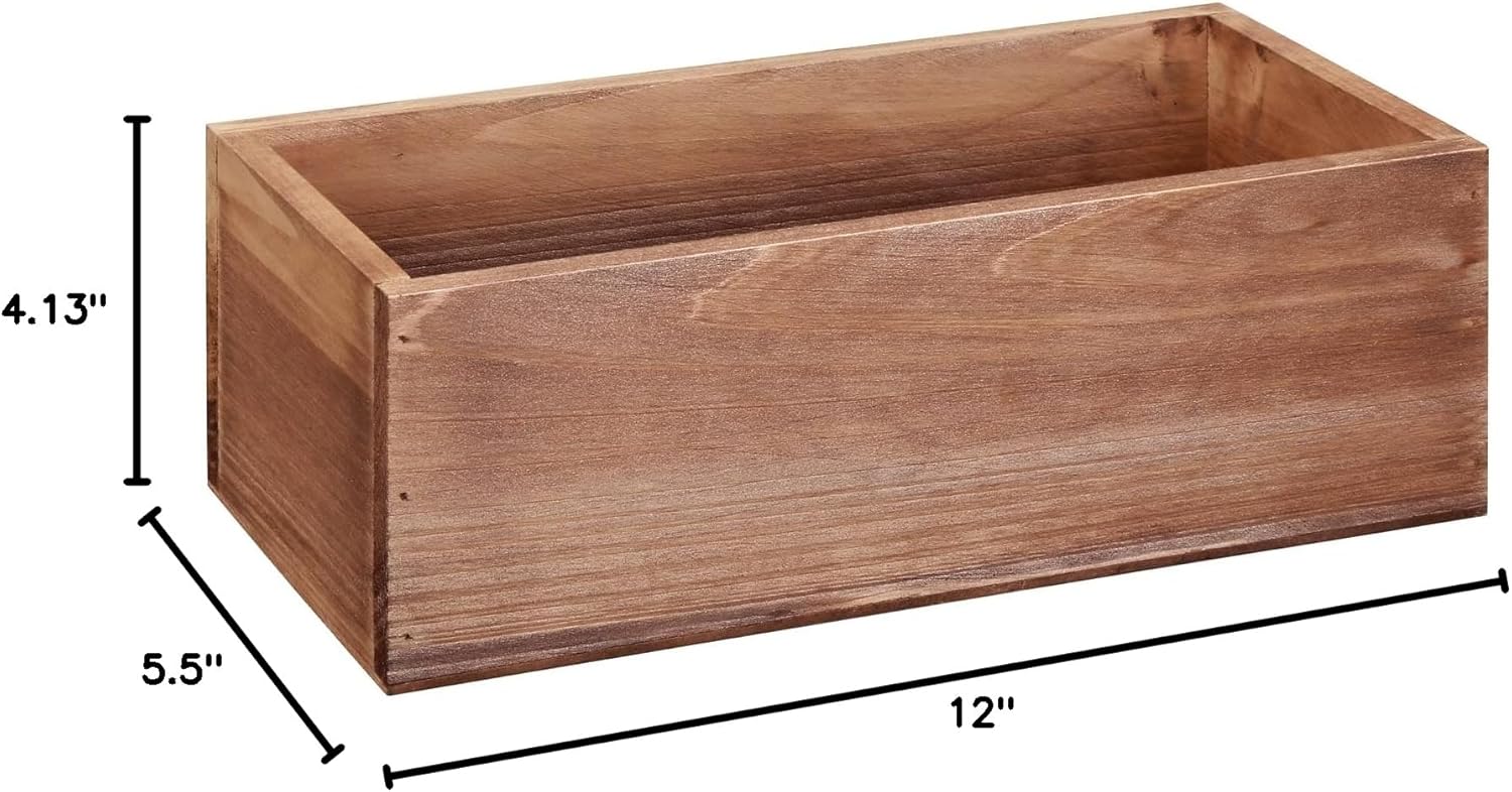 12” Wood Pallet Bin by Make Market - Rustic Crate Boxes for Storage, Decorative Display, Arts & Crafts, Made of 100% Wood - Bulk 4 Pack