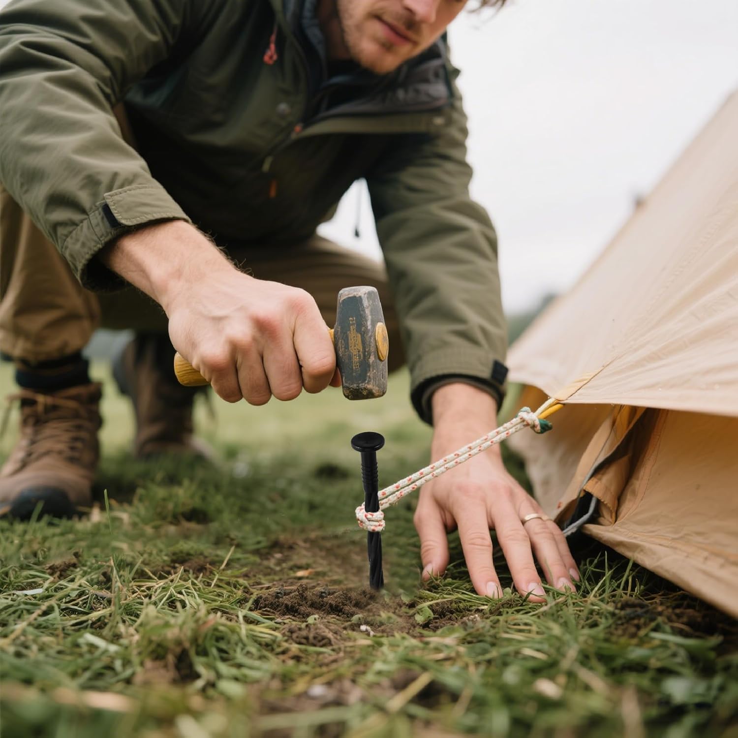 200Pcs 8-Inch Plastic Landscape Edging Spikes, Spiral Anchoring Nails for Weed Barrier, Paver Edging, Landscape Edging, Artificial Turf, Grass Pathways, and More