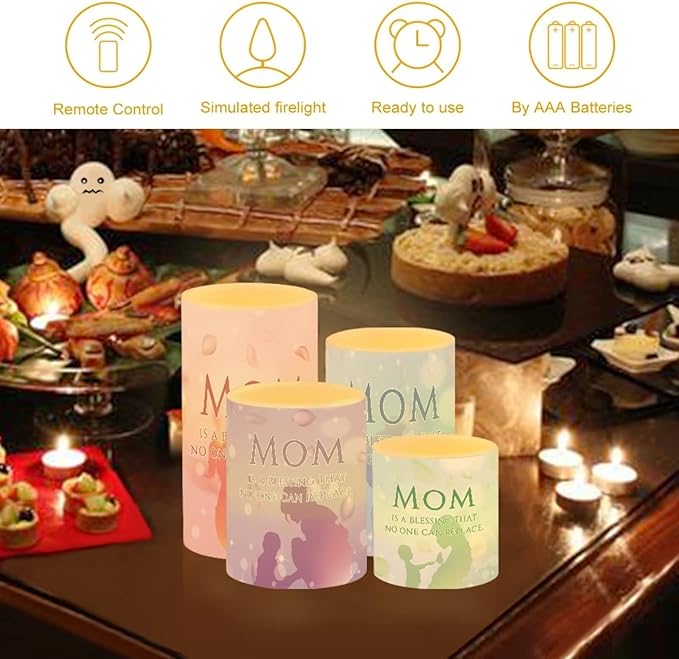 Mother's Day Colorful Flameless Candles Battery Powered with Multicolor Timer Remote Control Everlasting Fake Candles for Party Garden Indoor Outdoor Mother's Day Party Decor for Mom