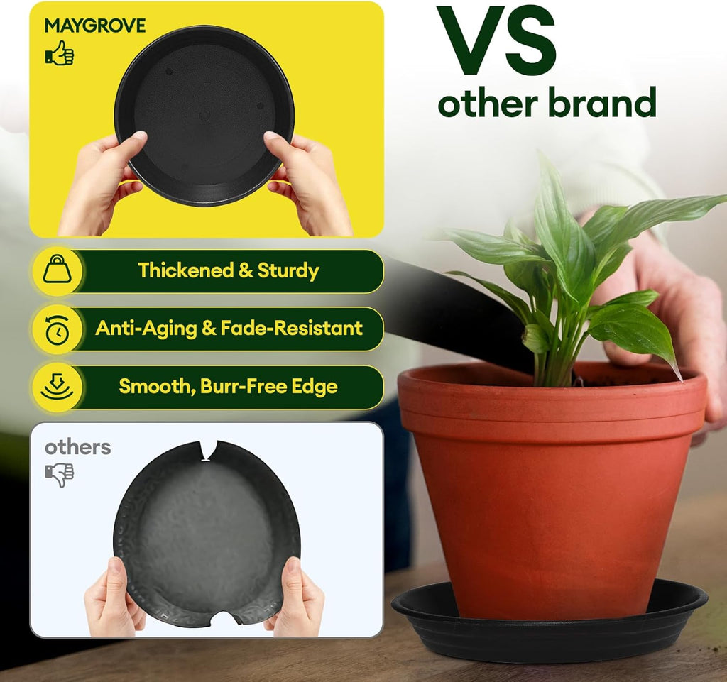 4 Pack Plant Saucer, 8 10 12 inch Plant Saucers for Indoor, Heavy Duty Plastic Plant Trays for pots, Grow Bags, Bird Baths, Flower Drip Trays for Indoor and Outdoor Uses (8", 4 Colors)