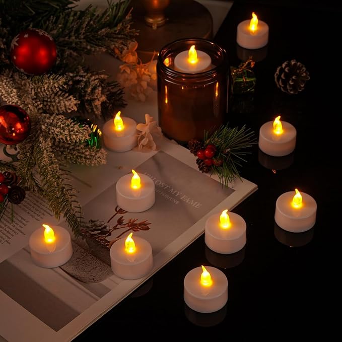 LED Tea Lights Candles- 100Pack Flameless Candles Realistic and Bright Flickering Long Lasting 200Hours for Holiday Celebration,Party, Home Decoration WarmYellow,Battery Operated