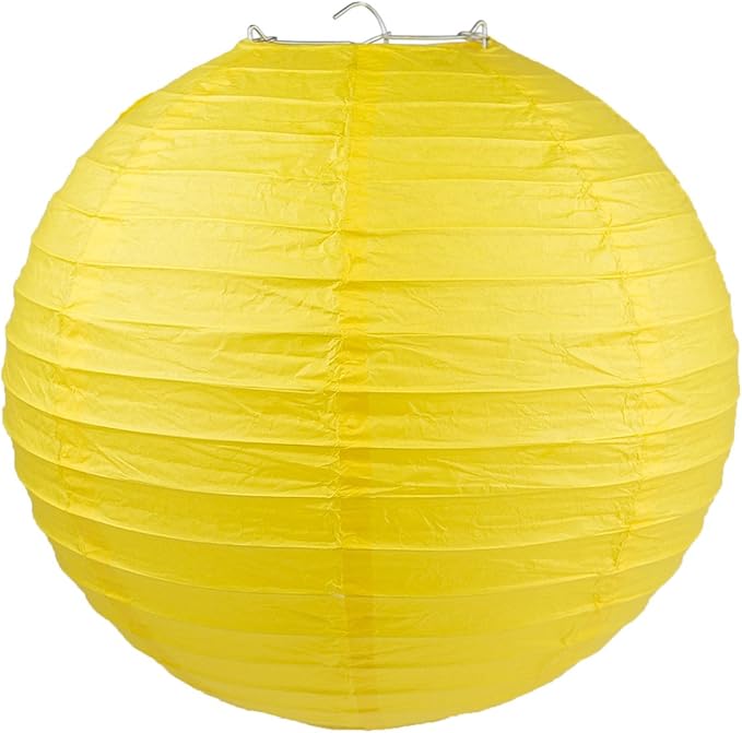 WYZworks Round Paper Lanterns 10 Pack (Yellow, 14") - Hanging Paper Lanterns Lamp for Wedding, Birthday, Party and Home Decorations with 8", 10", 12", 16" Option