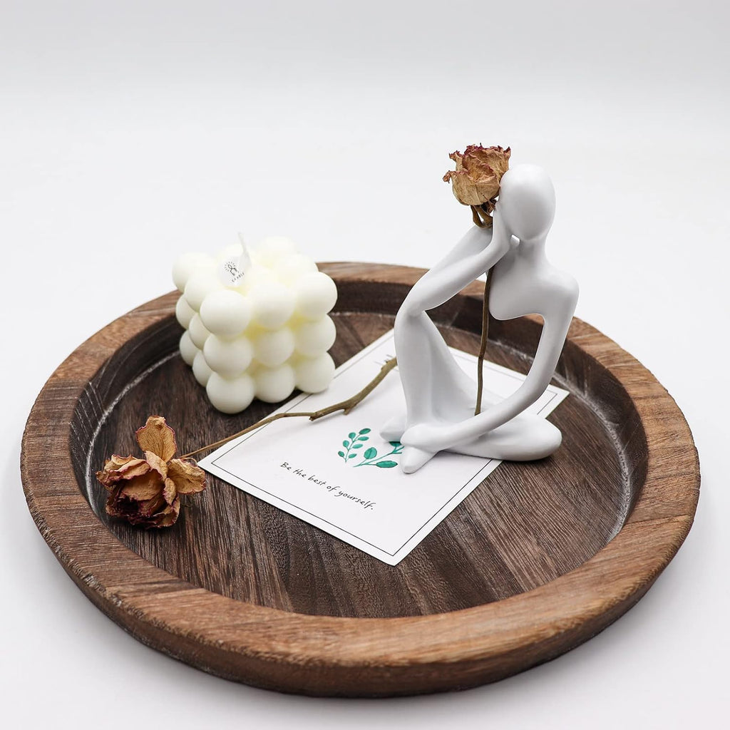 Thinker Statues and Sculptures, Resin Thinker Statue Ornaments, Abstract Style Sculptures, Housewarming Gifts, Housewarming Decorations, Living Room Dining Desk Decorations (White Right, Small)