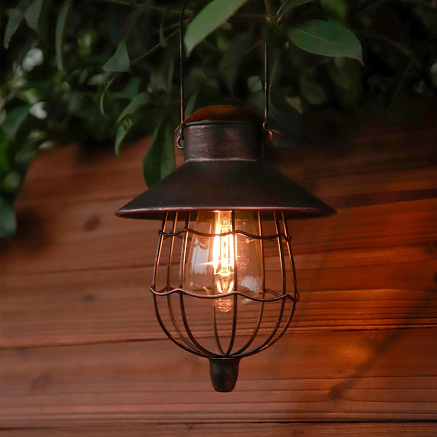 YAKii 2 Pack Solar Lantern Hanging Waterproof Outdoor Metal Solar Lamp with Warm White Light Decorate for Yard Garden Pathway Patio Porch Decor (Antique Copper)