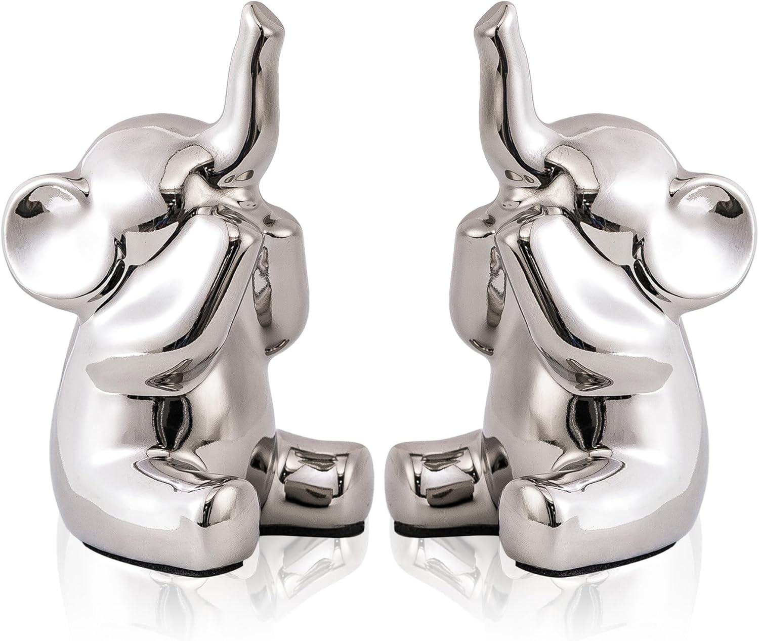 Loving Pair of Small Silver Elephant Statues Silver Home Decor Modern Boho Style Figurine Decorative Ornaments for Living Room, Bedroom, Office Desktop, Cabinets, Shelf